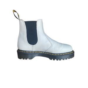 Doc Martens Smooth Leather Chelsea Boot 2976 BEX Size 7 White Yellow Stitching
